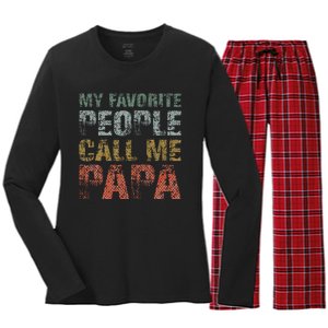 My Favorite People Call Me Papa Funny Dad Gift Father Day Women's Long Sleeve Flannel Pajama Set 