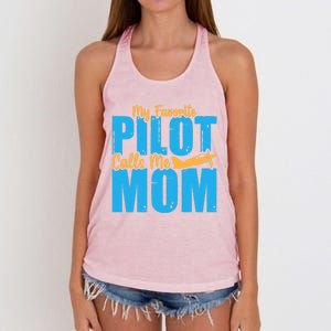 My Favorite Pilot Calls Me Mom Where Are You Funny Gift Women's Knotted Racerback Tank