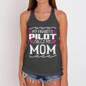 My Favorite Pilot Calls Me Mom Funny Mother's Day Women's Knotted Racerback Tank