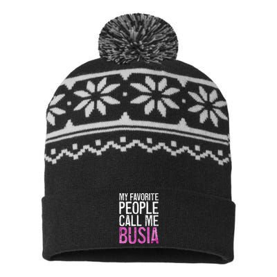 My Favorite People Call Me Busia USA-Made Snowflake Beanie