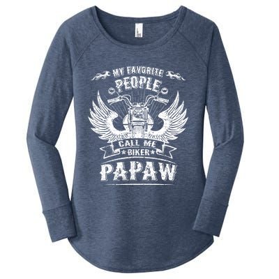 My Favorite People Call Me Biker Papaw Grandpa Motorcycle Gift Women's Perfect Tri Tunic Long Sleeve Shirt