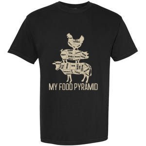 My Food Pyramid Funny Bbq Cow Pig Chicken Garment-Dyed Heavyweight T-Shirt