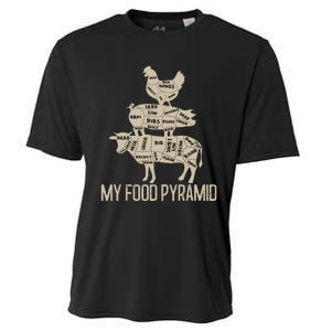 My Food Pyramid Funny Bbq Cow Pig Chicken Cooling Performance Crew T-Shirt