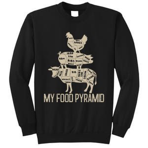 My Food Pyramid Funny Bbq Cow Pig Chicken Sweatshirt