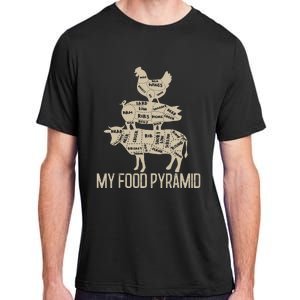 My Food Pyramid Funny Bbq Cow Pig Chicken Adult ChromaSoft Performance T-Shirt