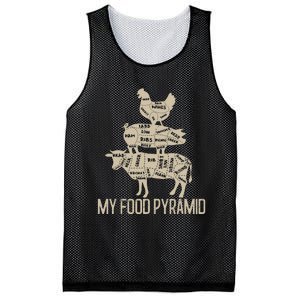 My Food Pyramid Funny Bbq Cow Pig Chicken Mesh Reversible Basketball Jersey Tank