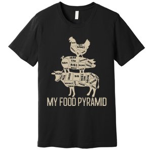 My Food Pyramid Funny Bbq Cow Pig Chicken Premium T-Shirt