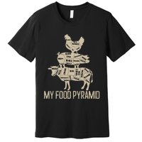 My Food Pyramid Funny Bbq Cow Pig Chicken Premium T-Shirt