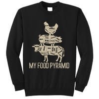 My Food Pyramid Funny Bbq Cow Pig Chicken Tall Sweatshirt