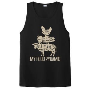 My Food Pyramid Funny Bbq Cow Pig Chicken PosiCharge Competitor Tank