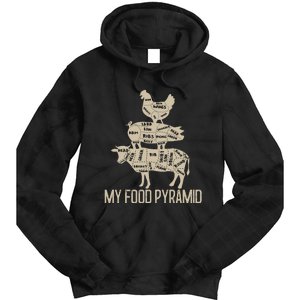 My Food Pyramid Funny Bbq Cow Pig Chicken Tie Dye Hoodie