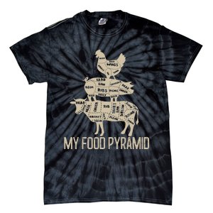 My Food Pyramid Funny Bbq Cow Pig Chicken Tie-Dye T-Shirt