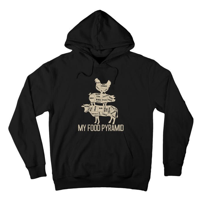 My Food Pyramid Funny Bbq Cow Pig Chicken Tall Hoodie