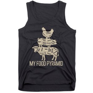 My Food Pyramid Funny Bbq Cow Pig Chicken Tank Top