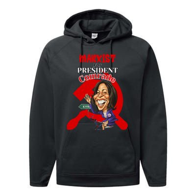 Marxist For President Comrade Kamala Harris Funny President Performance Fleece Hoodie