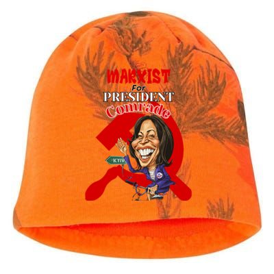 Marxist For President Comrade Kamala Harris Funny President Kati - Camo Knit Beanie