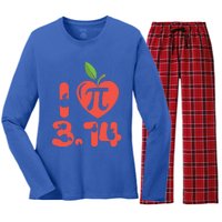 Math Funny Pi Day 3 14 I Love Apple Pie Apple Pi Day Gift Women's Long Sleeve Flannel Pajama Set 