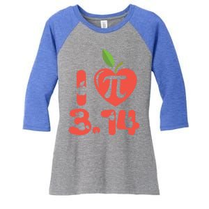 Math Funny Pi Day 3 14 I Love Apple Pie Apple Pi Day Gift Women's Tri-Blend 3/4-Sleeve Raglan Shirt