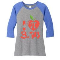 Math Funny Pi Day 3 14 I Love Apple Pie Apple Pi Day Gift Women's Tri-Blend 3/4-Sleeve Raglan Shirt