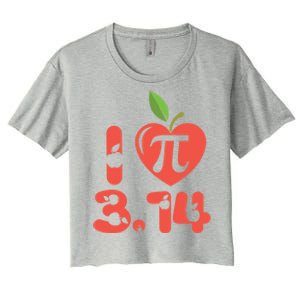 Math Funny Pi Day 3 14 I Love Apple Pie Apple Pi Day Gift Women's Crop Top Tee