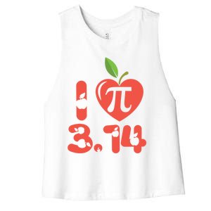 Math Funny Pi Day 3 14 I Love Apple Pie Apple Pi Day Gift Women's Racerback Cropped Tank