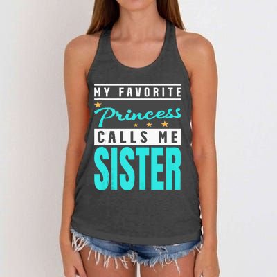 My Favorite Princess Calls Me Sister Princess Sister Women's Knotted Racerback Tank