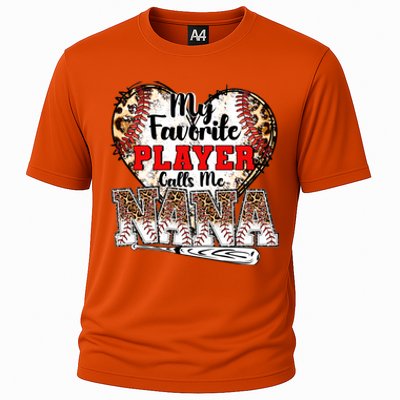 My Favorite Player Calls Me Nana Baseball Leopard Grandma Gift Cooling Performance Crew T-Shirt