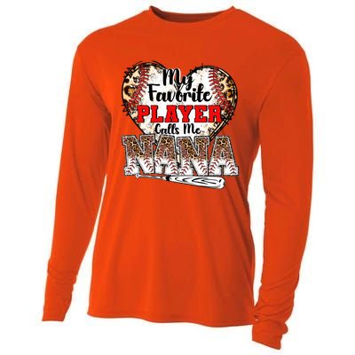 My Favorite Player Calls Me Nana Baseball Leopard Grandma Gift Cooling Performance Long Sleeve Crew