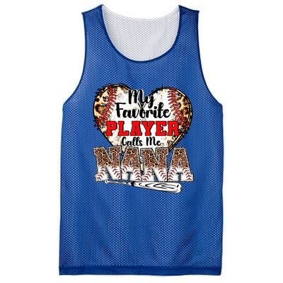 My Favorite Player Calls Me Nana Baseball Leopard Grandma Gift Mesh Reversible Basketball Jersey Tank