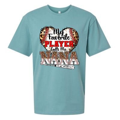 My Favorite Player Calls Me Nana Baseball Leopard Grandma Gift Sueded Cloud Jersey T-Shirt