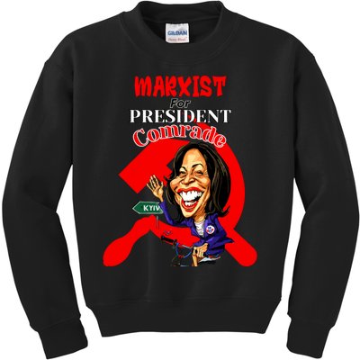 Marxist For President Comrade Kamala Harris Funny President Kids Sweatshirt