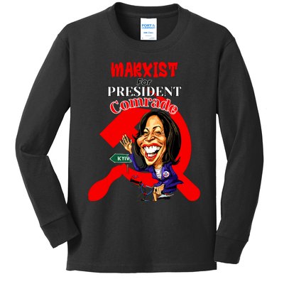 Marxist For President Comrade Kamala Harris Funny President Kids Long Sleeve Shirt