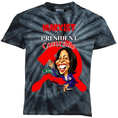 Marxist For President Comrade Kamala Harris Funny President Kids Tie-Dye T-Shirt