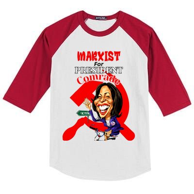 Marxist For President Comrade Kamala Harris Funny President Kids Colorblock Raglan Jersey