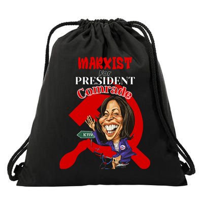 Marxist For President Comrade Anti Kamala Harris Funny President Drawstring Bag