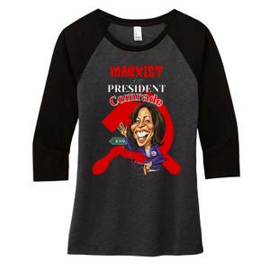 Marxist For President Comrade Anti Kamala Harris Funny President Women's Tri-Blend 3/4-Sleeve Raglan Shirt