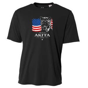 Mens Funny Proud Akita Dad American Flag Patriotic Dog Gift Cooling Performance Crew T-Shirt