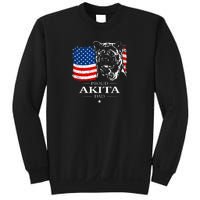 Mens Funny Proud Akita Dad American Flag Patriotic Dog Gift Sweatshirt