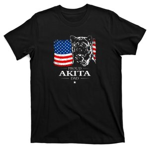 Mens Funny Proud Akita Dad American Flag Patriotic Dog Gift T-Shirt