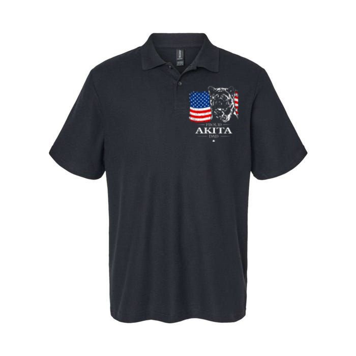 Mens Funny Proud Akita Dad American Flag Patriotic Dog Gift Softstyle Adult Sport Polo