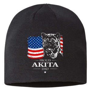 Mens Funny Proud Akita Dad American Flag Patriotic Dog Gift Sustainable Beanie