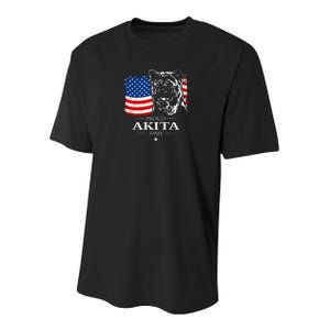 Mens Funny Proud Akita Dad American Flag Patriotic Dog Gift Youth Performance Sprint T-Shirt