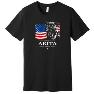 Mens Funny Proud Akita Dad American Flag Patriotic Dog Gift Premium T-Shirt