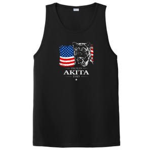 Mens Funny Proud Akita Dad American Flag Patriotic Dog Gift PosiCharge Competitor Tank