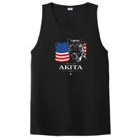 Mens Funny Proud Akita Dad American Flag Patriotic Dog Gift PosiCharge Competitor Tank