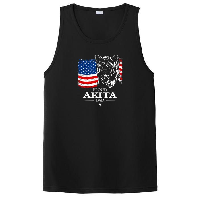 Mens Funny Proud Akita Dad American Flag Patriotic Dog Gift PosiCharge Competitor Tank