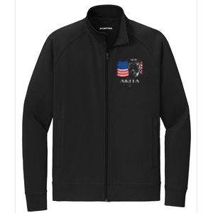 Mens Funny Proud Akita Dad American Flag Patriotic Dog Gift Stretch Full-Zip Cadet Jacket