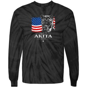 Mens Funny Proud Akita Dad American Flag Patriotic Dog Gift Tie-Dye Long Sleeve Shirt