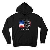 Mens Funny Proud Akita Dad American Flag Patriotic Dog Gift Tall Hoodie