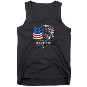 Mens Funny Proud Akita Dad American Flag Patriotic Dog Gift Tank Top